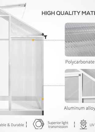 8' L x 6' W Walk-In Polycarbonate Greenhouse with Roof Vent for Ventilation & Rain Gutter for Winter