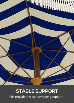 6.2' Beach Umbrella for Travel, Vent, Ruffles, Carry Bag, Portable Outdoor Umbrella for Garden, Blue Stripe