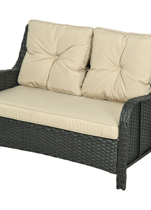 2-Seater Outdoor Sofa w/ 4" Thick Cushions, Outdoor Couch, Beige
