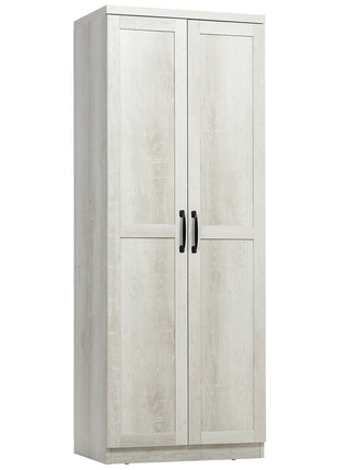 63" 2-Door Kitchen Pantry, Freestanding Storage Cabinet with 5-tier Shelving and 2 Adjustable Shelves for Dining Room, Antique White