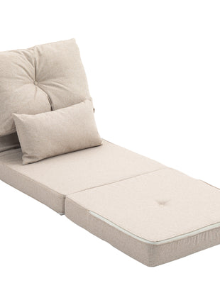 Floor Chair, Convertible Floor Sofa Bed, Folding Upholstered Couch Bed with Adjustable Backrest, Beige