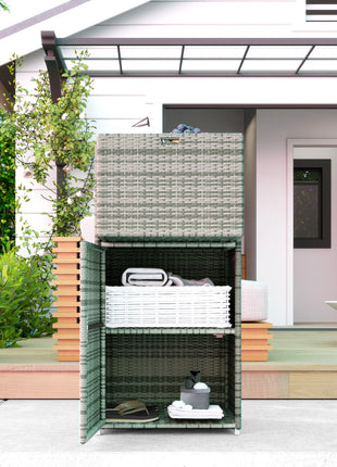 Outdoor Towel Rack for Pool w/ Drawer & Cabinet, Gray