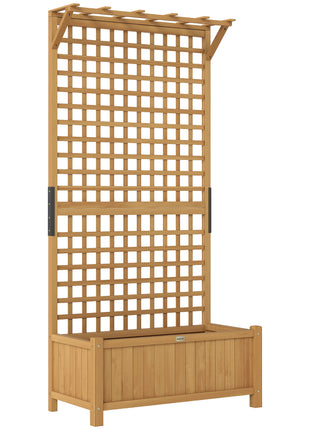 Wood Planter with Trellis for Vine Climbing, Raised Garden Bed, Privacy Screen for Backyard, Patio, Yellow