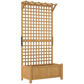 Wood Planter with Trellis for Vine Climbing, Raised Garden Bed, Privacy Screen for Backyard, Patio, Yellow