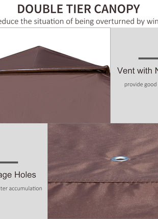 12' x 12' Pop Up Canopy Tent with Netting and Carry Bag, Instant Sun Shelter with 137 sq.ft Shade, Tents for Parties, Height Adjustable, for Outdoor, Garden, Patio, Brown
