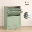 Slim Shoe Storage Cabinet, Modern Shoe Cabinet with 2 Flip Drawers and Adjustable Shelves for 8-12 Pairs, Green
