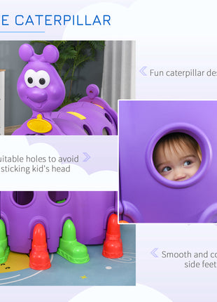 Caterpillar Play Tunnel, Toddler Tunnel for Kids Crawl and Climb Through, Kids' Play Structure Indoor Outdoor, 2 Sections, Purple