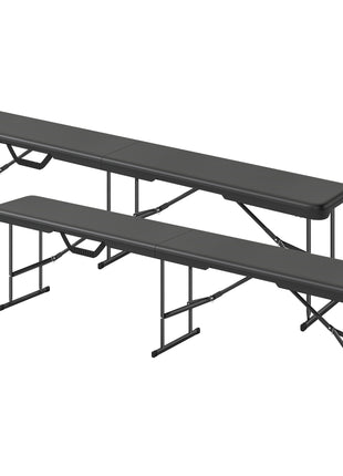 2 Pack 6 ft Portable Foldable Bench Seats, Plastic Folding Benches with Carrying Handle for Camping, Black