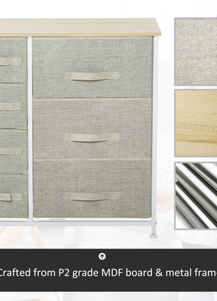 7-Drawer Dresser Storage Tower Cabinet Organizer Unit, Easy Pull Fabric Bins with Metal Frame for Bedroom, Closets, Light Gray