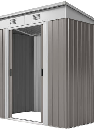 6' x 4' Metal Garden Shed, Backyard Tool Storage Shed with Dual Locking Doors, 2 Air Vents and Steel Frame, Gray