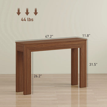 Modern Console Table, 47" Narrow Entryway Table, Walnut