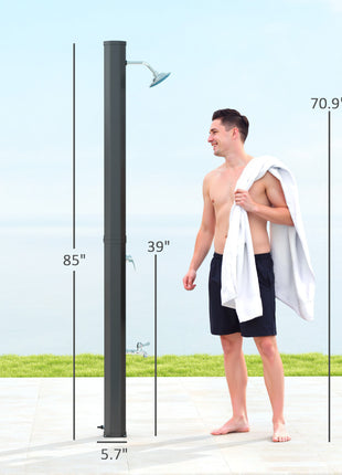7.1FT Slolar Heated Outdoor Shower, 9.2 Gallon Outdoor Solar Shower for Backyard, Poolside, Beach, Spa