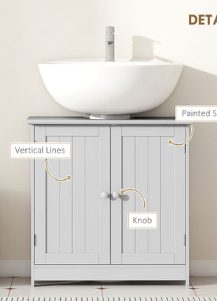 Bathroom Vanity Cabinet, Under Sink Bathroom Cabinet with 2 Doors and Adjustable Shelf, Light Gray
