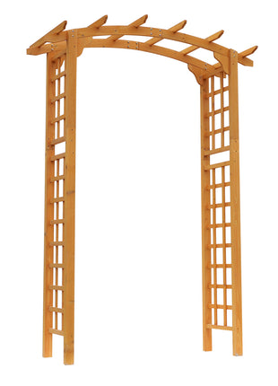 7.5' Fir Wood Round Outdoor Garden Pergola Style Arbor Arch Trellis