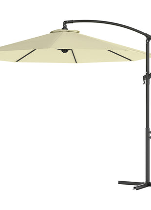 10' Cantilever Tilt Offset Patio Umbrella w/ UV & Water Safe Material & Cross Base (Weight Not Included), Beige