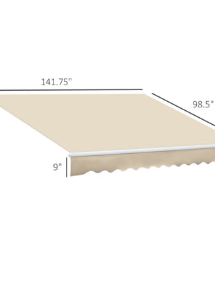 12' x 8' Patio Awning, Canopy Retractable Sun Shade Shelter w/ Manual Crank Handle for Deck, Yard, Cream White
