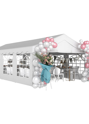 Heavy Duty Party Tent, 13x26 ft Outdoor Wedding Event Shelter, with Removable Sidewalls & Windows, for Family Gatherings, White