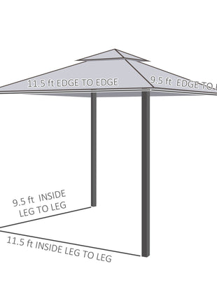 9.6' x 11.6' Patio Gazebo Outdoor Canopy Shelter with 2-Tier Roof and Netting, Steel Frame for Garden, Cream White