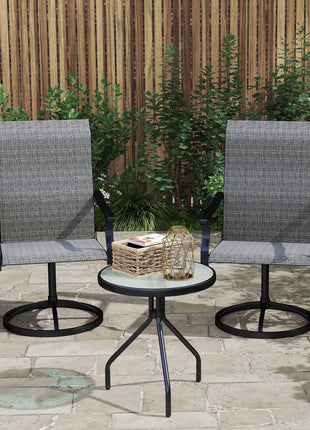 Patio Swivel Chairs Set of 2, High Back Patio Dining Chairs with All-Weather Mesh for Backyard, Lawn, Garden, Gray