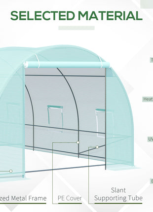 20' x 10' x 7' Walk-In Tunnel Greenhouse with Zippered Door & 8 Mesh Windows, Large Garden Green House Kit, Galvanized Steel Frame, Green
