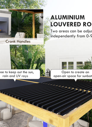 Aluminum Louvered Pergola with Adjustable Roof, 10' x 13' Hardtop Gazebo for Patio, Deck, Garden, Yard, Beach