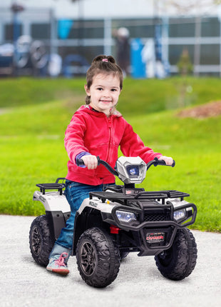 12V Electric Toy Car with Forward Backward Function, Music, LED Headlights, for Ages 3-5 Years, White