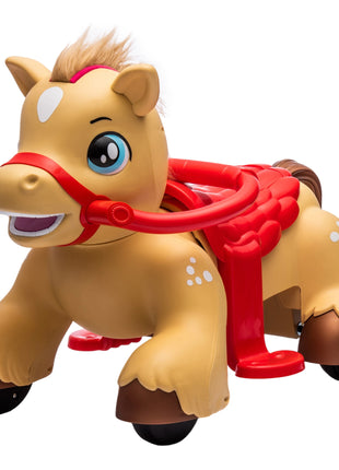 Ride On Horse Toy, 12V Battery Powered Ride on Toy with Carrot Toy, Comb and Sound, Electric Rocking Horse for Toddlers