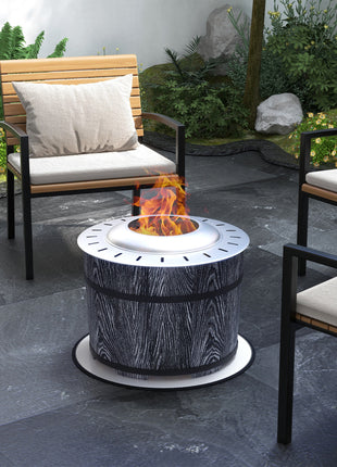 Smokeless Fire Pit, Portable Camping Bonfire Stove with Mat for Backyard, Patio, Picnic, Magnesium Oxide, Black