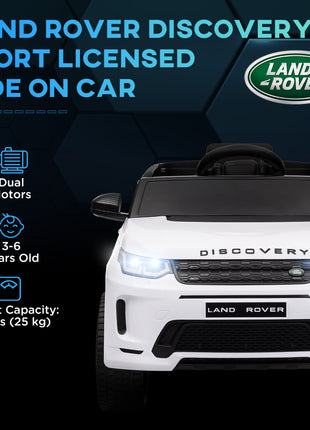 Land Rover Discovery Sport Licensed 12V Kids Ride on Car with Remote Control Soft Start, LED Lights, White