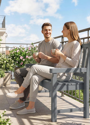 2-Person Garden Bench, HDPE Outdoor Bench with 530 lbs Capacity, Curved Seat for Backyard, Park, Porch, Lawn, Gray