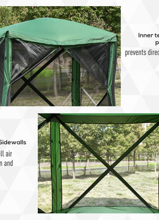 Pop Up Camping Canopy Gazebo Screen Shelter Tent with Single Person Easy Set-Up, Ventilating Mesh, Portable Carry Bag for Outdoor Tenting Party Event, 7x7FT, Green