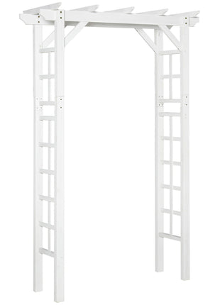 85" Wooden Garden Arbor for Wedding and Ceremony, Outdoor Garden Arch Trellis for Climbing Vines - White