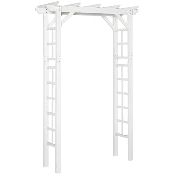 85" Wooden Garden Arbor for Wedding and Ceremony, Outdoor Garden Arch Trellis for Climbing Vines - White