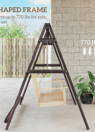 Porch Swing Frame, Heavy Duty A-Frame Hanging Chair Stand Only with Reinforced Bars for Porch, Garden, Backyard
