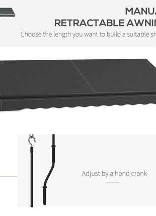 10' x 8' Retractable Awning, 280gsm UV Resistant Sunshade Shelter for Deck, Balcony, Yard, Dark Gray