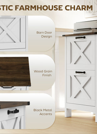 Vertical File Cabinet with 2 Drawers, Rustic Farmhouse Office Storage Cabinet for A4, Letter Size, Distressed White