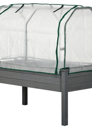 Raised Garden Bed with PE Greenhouse Cover Outdoor Planter Box for Herbs and Vegetables, 48 x 22 x 46 inch, Dark Gray