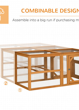 55" Wooden Chicken Coop Add-on Expansion, Mini Chicken Coop Outdoor Chicken Run Hen House with Combinable Design