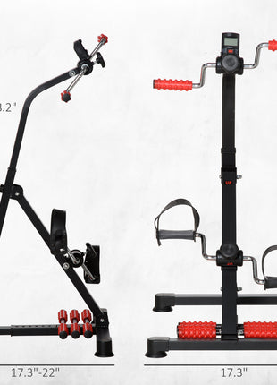 Pedal Exerciser, Hand Arm Knee and Leg Exercise Machine for Seniors, Height-adjustable, with LCD Display and Foot Massage Roller