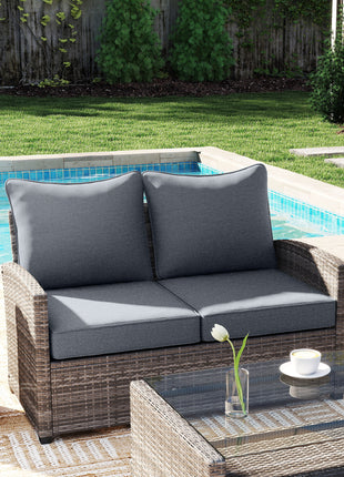 Patio Chair Cushions Set of 2 with Seat & Backrest, Fade Resistant Seat Replacement Cushion Set, Gray