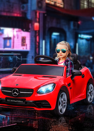 Mercedes SLC 300 Licensed Kids Electric Car with Remote Control, 12V Battery Powered Kids Ride on Car with Music, Lights, Suspension for 3-6 Years Old, Red