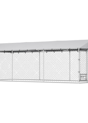 Dog Kennel Outdoor Dog Run Waterproof UV-Resist Cover Lockable Door Adjustable Bowls 20 x 7.5 x 6.5ft