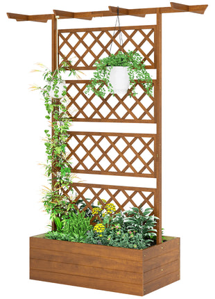 Wooden Trellis Planter Box, Raised Garden Bed to Grow Vegetables, Herbs and Flowers