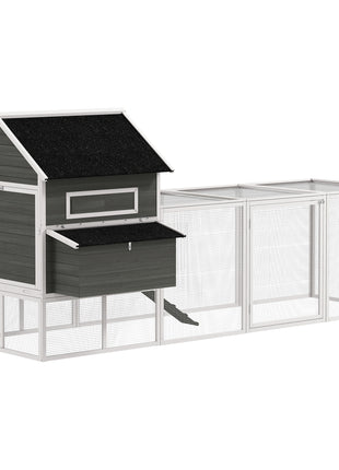 137" Wooden Chicken Coop for 4-6 Chickens, Backyard, Dark Gray