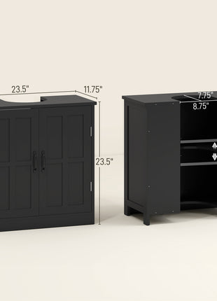 Bathroom Sink Cabinet, Pedestal Sink Cabinet with Adjustable Shelf, Black
