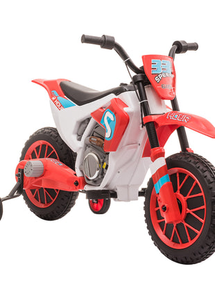 12V Electric Kids Ride On Dirt Bike Motorcycle Toy w/ Training Wheels, Red