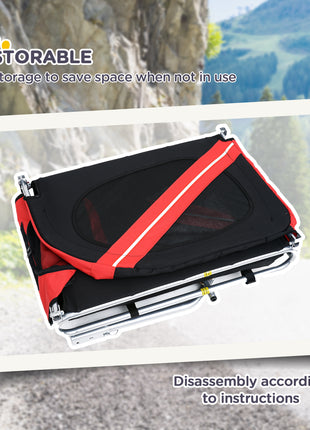 Dog Bike Trailer, Pet Wagon Bicycle Trailer with Easy Folding Cart Frame, 20" Large Rubber Wheels, 3 Entrances, Mesh Screen, Pet Bike Trailer for Off-Road & Travel, Red and Black