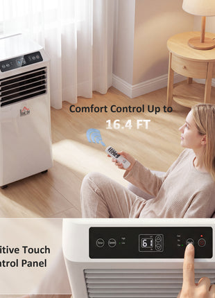 10000 BTU Mobile Portable Air Conditioner with Cooling, Dehumidifier and Ventilating, 2 Speed Fans, 24-Hour Timer, White