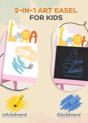 Doubel-Sided Easel for Kids w/ Whiteboard, Chalkboard, Storage Boxes, Blue