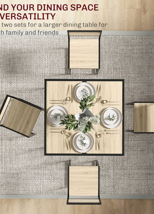3-Piece Dining Room Set, Industrial Kitchen Table Set with Rectangular Table and 2 Dining Chairs, Oak